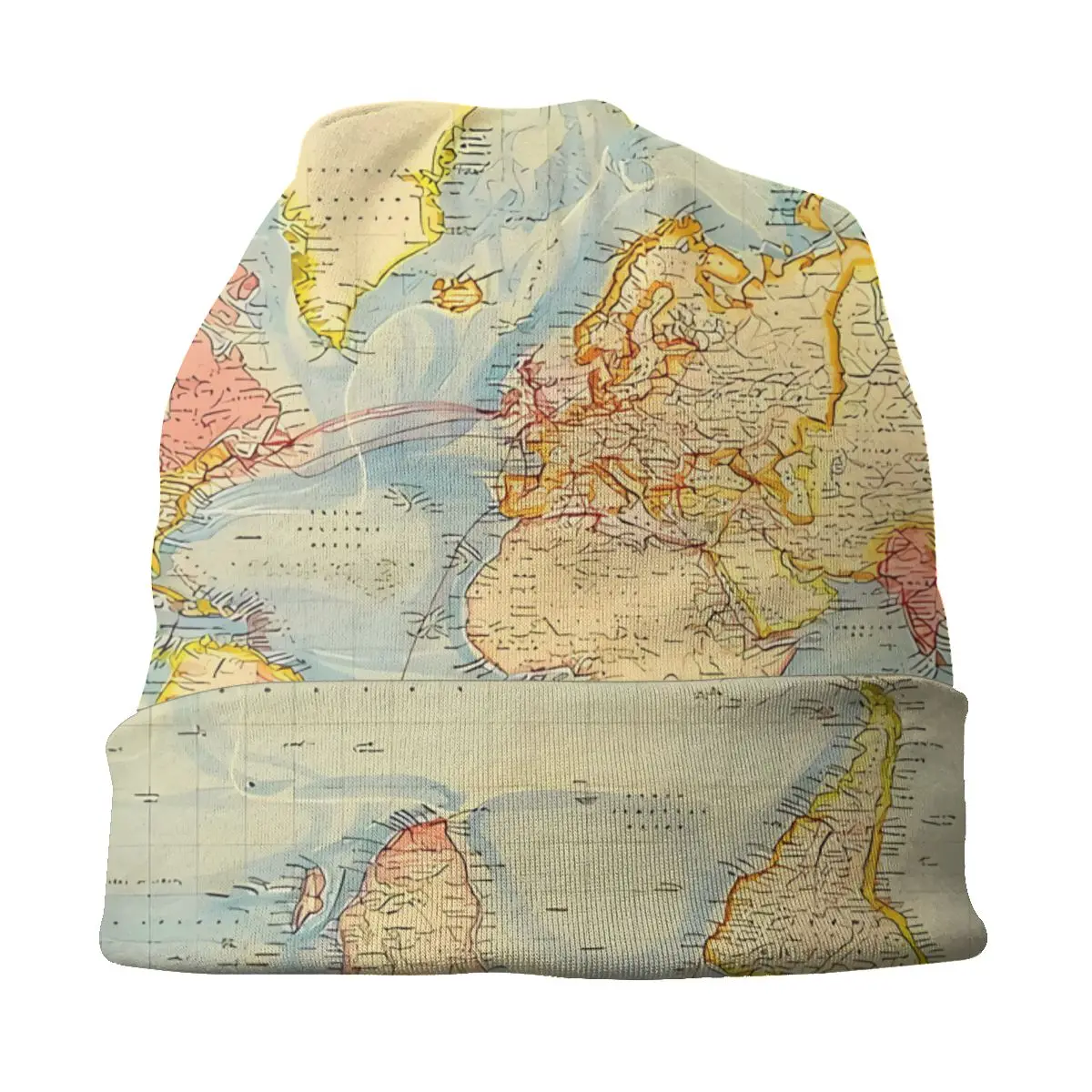 Bonnet Hats World Map Men Women\'s Thin Hat Vintage Map Of The World Autumn Spring Warm Cap Street Skullies Beanies Caps