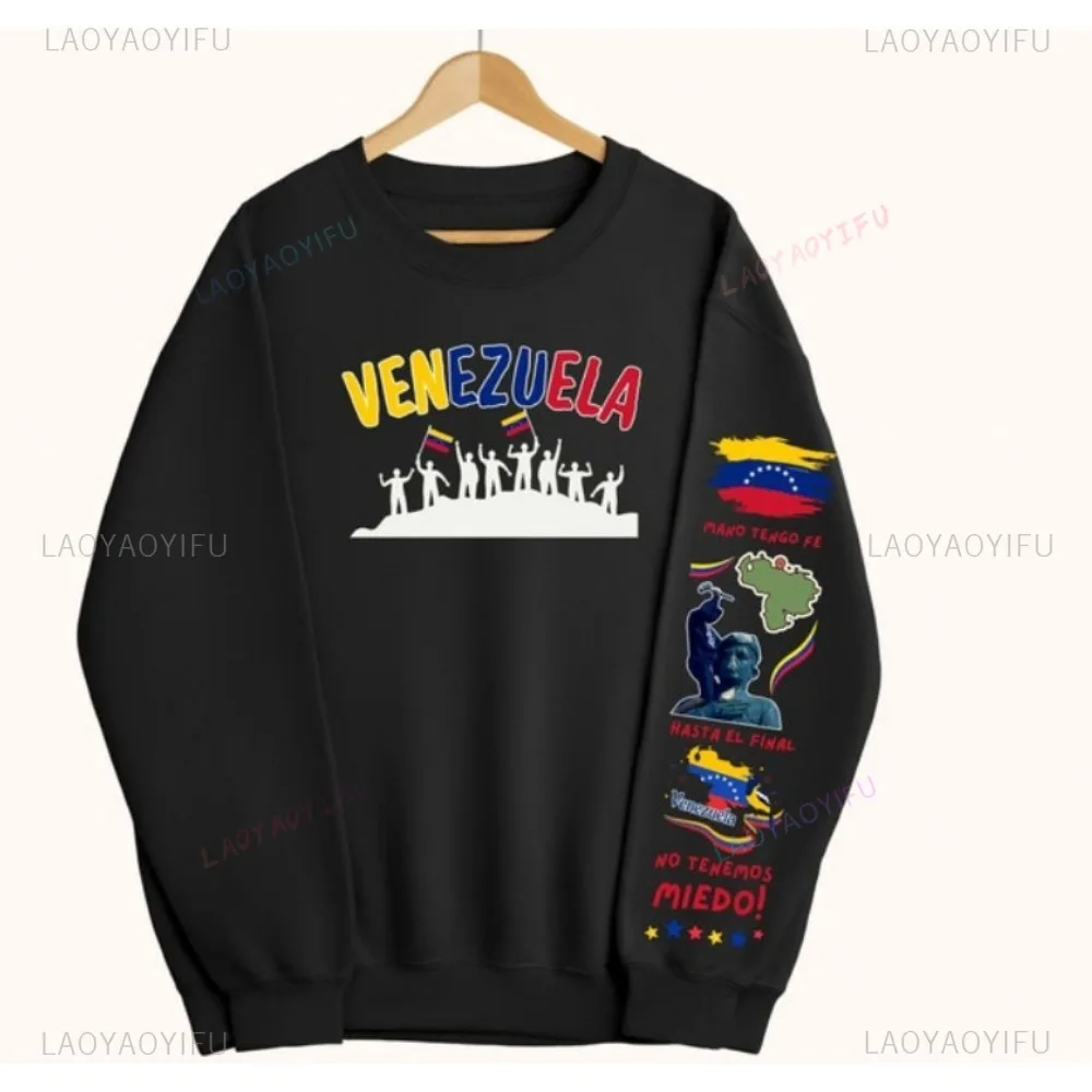 We Are Not Afraid Venezuela Libre Flag Print Long Sleeve Pullover Venezuelan Men and Women Are Suitable for Sweatshirt Clothing