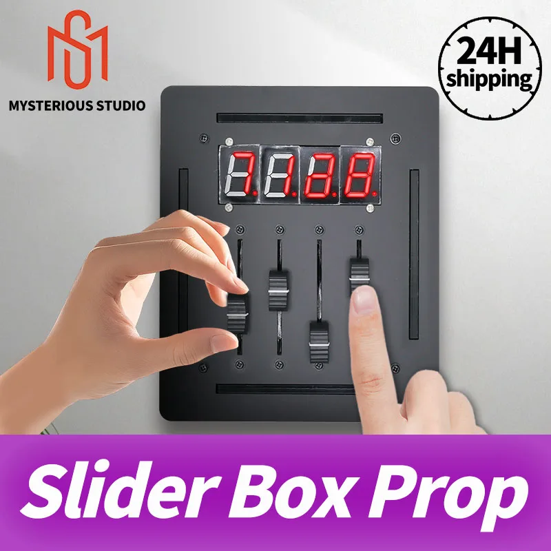 

Mysterious Studio Slider Box Escape Room Prop Adjusts All 4 Sliders to the Correct Position to Unlock the Display Numbers
