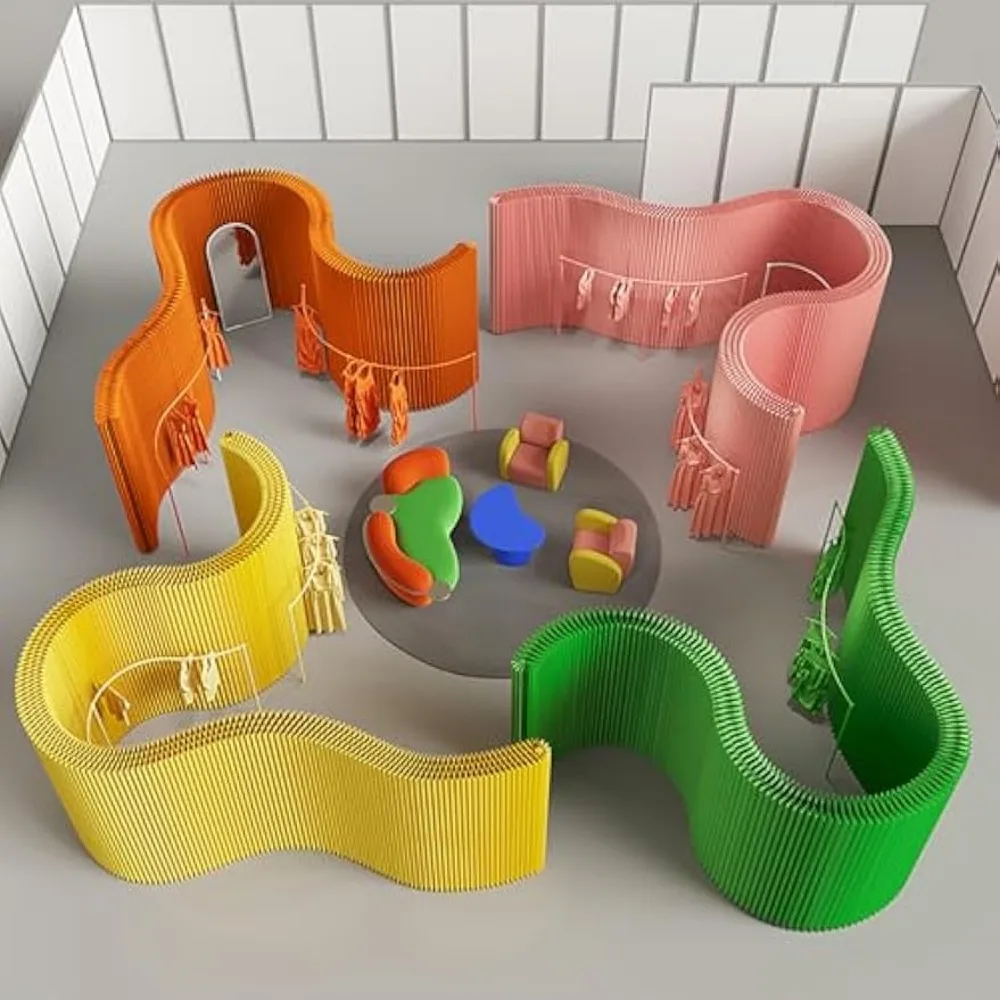 Custom Folding Paper Room Divider, Lightweight Freestanding Privacy Screen Partition Wall for Home or Office, Foldable, Compact