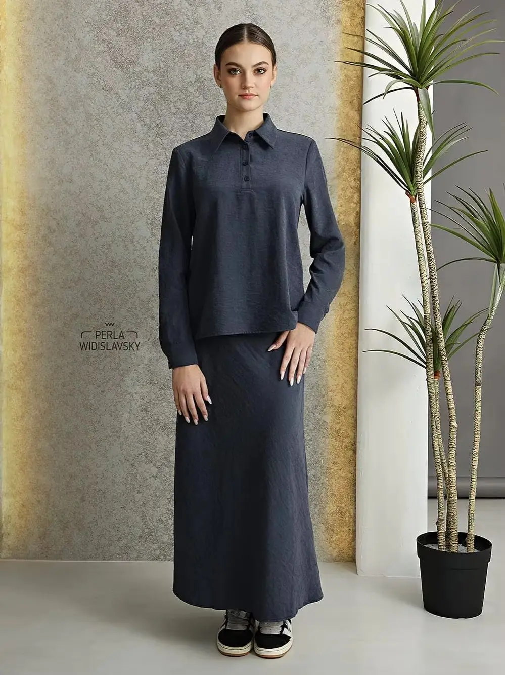 2025 New Mail's Woman Elegant Clothes Set Autumn Winter Outwear Women Shirt Maxi Skirt Great Quality