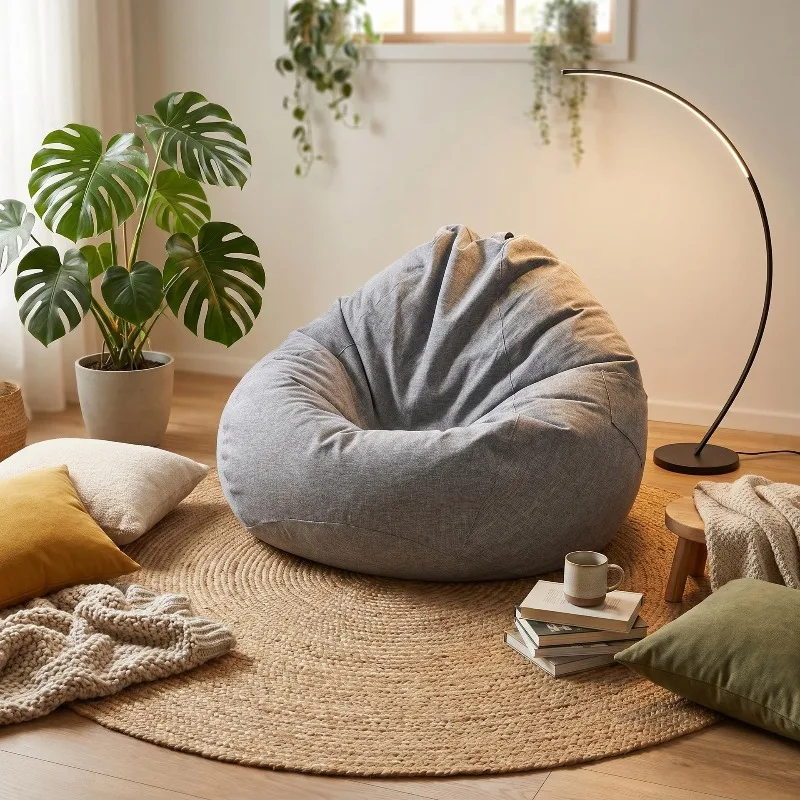 Bean Bag Chair Soft Plush Floor Sofa Lounger With Handle Comfortable Lazy Seat For Living Room Bedroom Home Decor Furniture