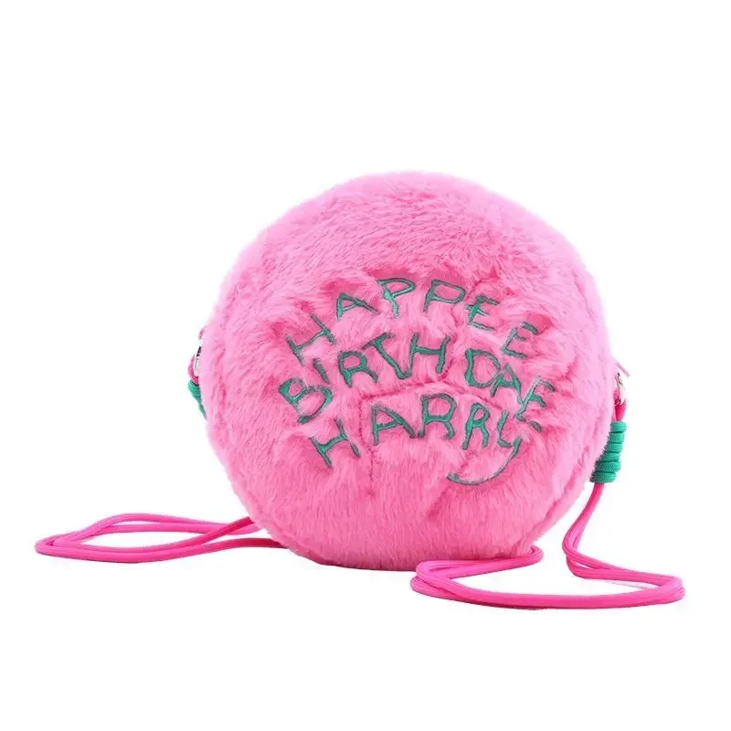 Miniso Joint Film Series Happy Birthday Cake Messenger Bag Pink Plush Toys