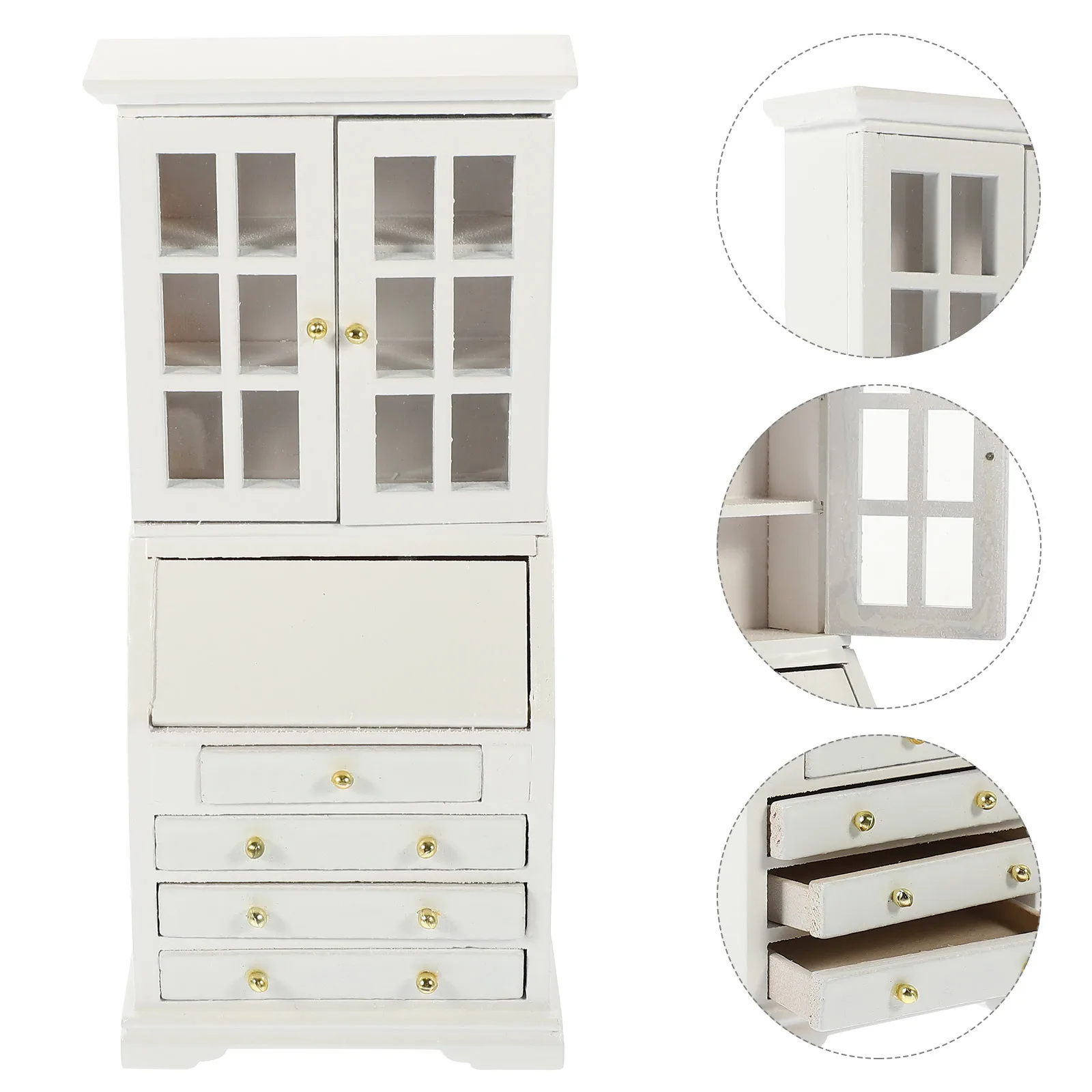 Armário em miniatura de madeira escala 1:12, decoração de armazenamento de móveis para casa pequena, artesanato, brincar de fingir para casa de bonecas, mini decoração de armário