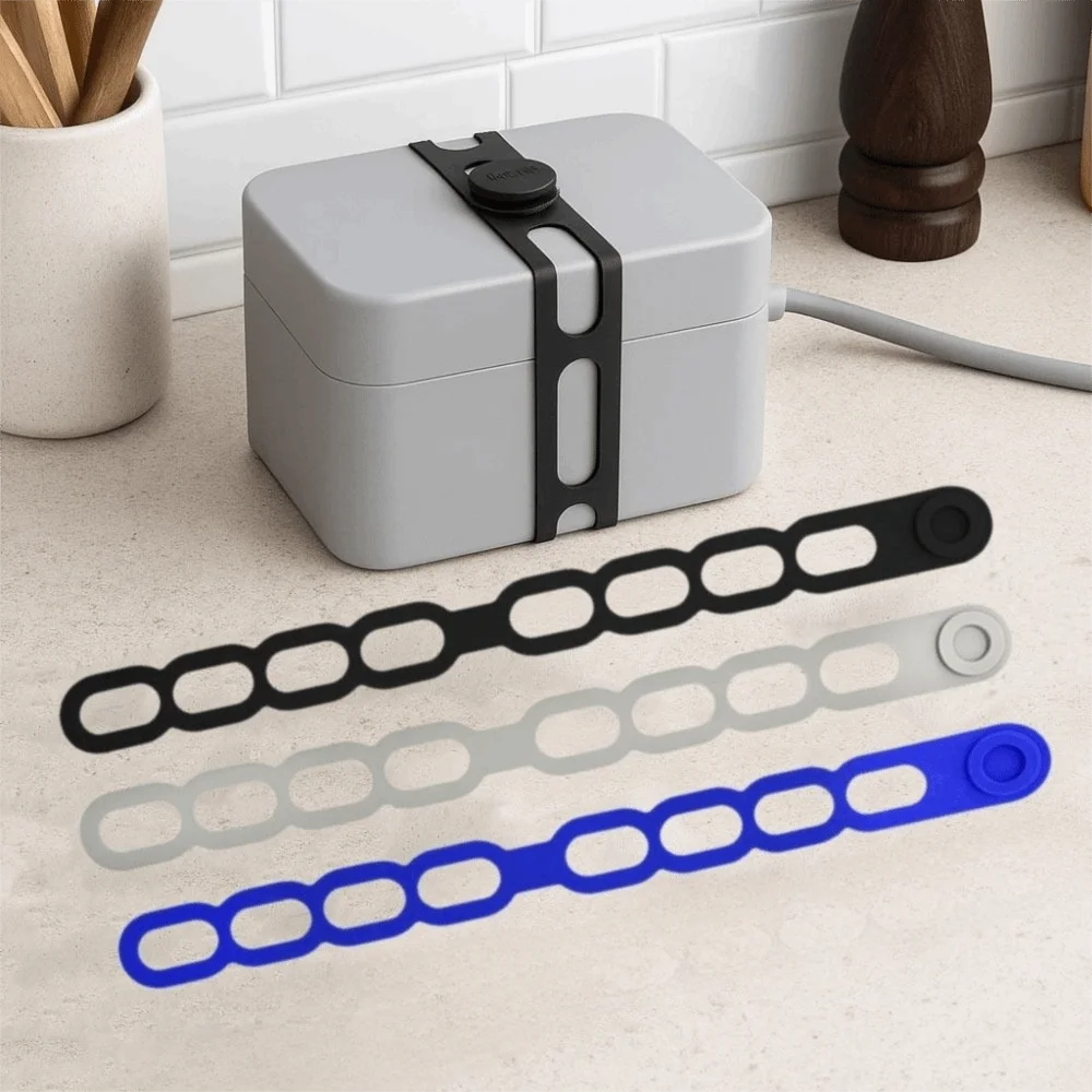 

3Pcs Convenient Stretchable Silicone Lid Straps Splash-Proof Leak-Proof Lid Fixing Band Reusable Lunchbox Strap Secure the Lid