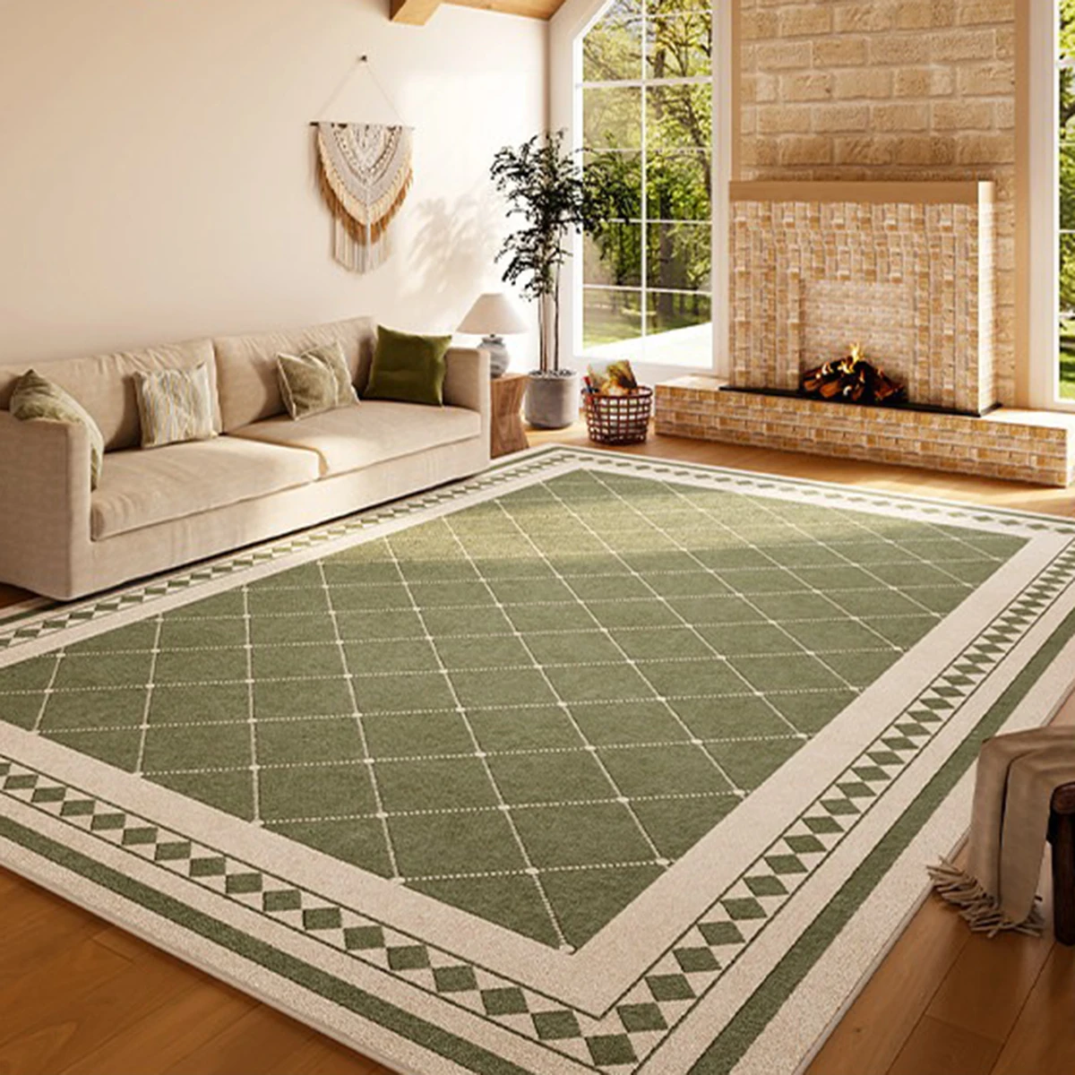 Wabi-sabi Green Carpet for Living Room 200x300 Large Area Rug Short Plush Waterproof Non-slip Floor Mats Bedroom Rugs 카페트 거실 대형