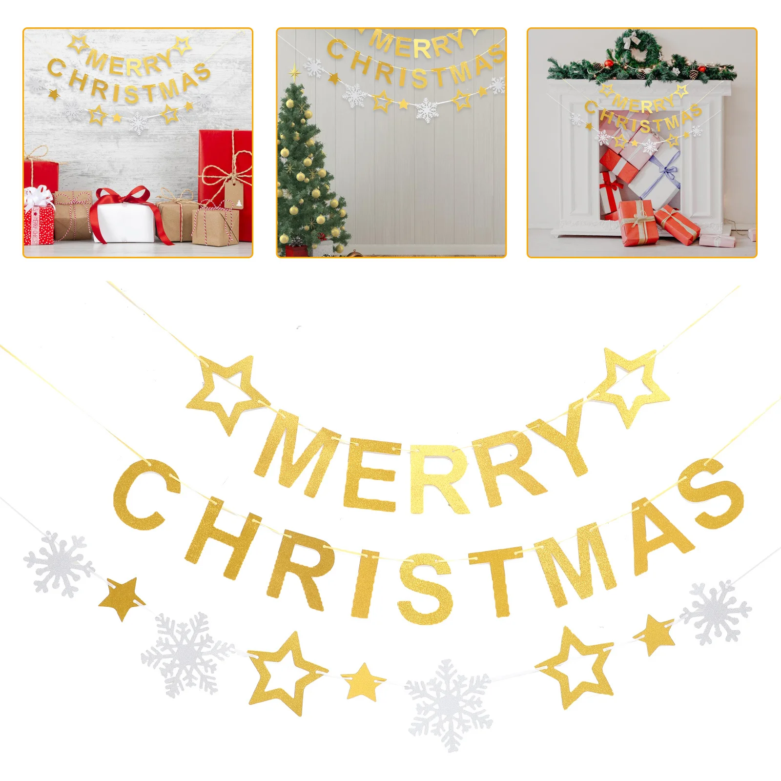 مجموعة واحدة من لافتة تزيين حفلات عيد الميلاد، لافتة ورقية معلقة متعددة الاستخدامات للمنزل، احتفالية لعيد الميلاد، إكليل داخلي وخارجي #1