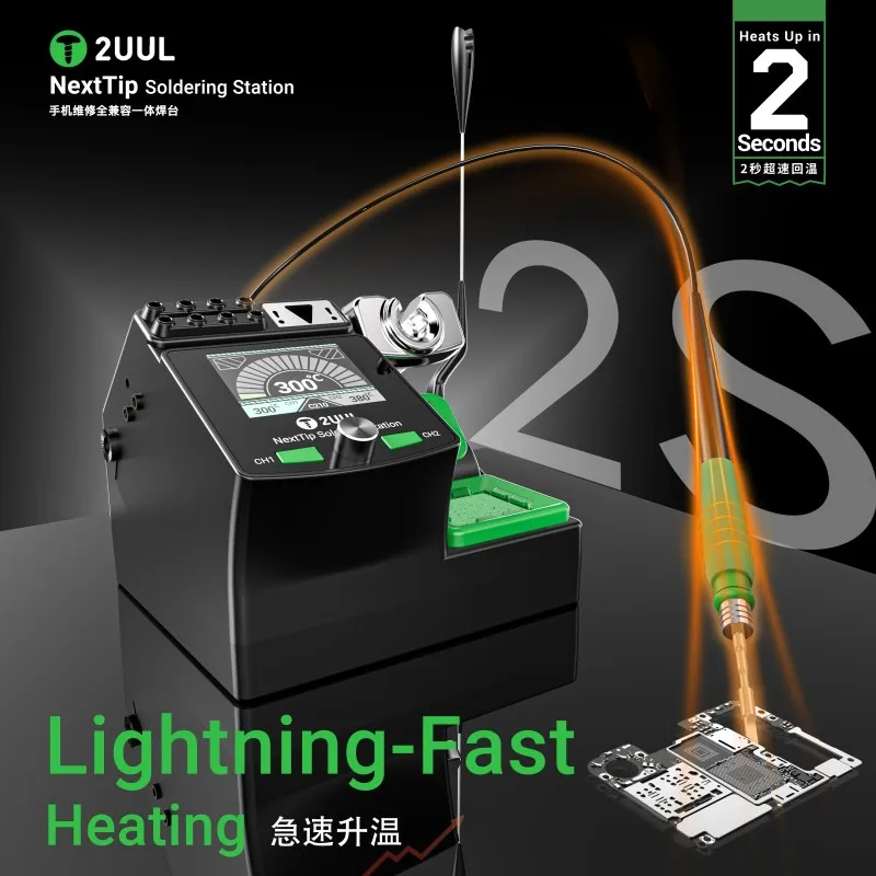 

2UUL NT210 NextTip Soldering Station - 80W High Power Fast Heating Precise HD Large Screen for Mobile Phone/Tablet Chip Repair