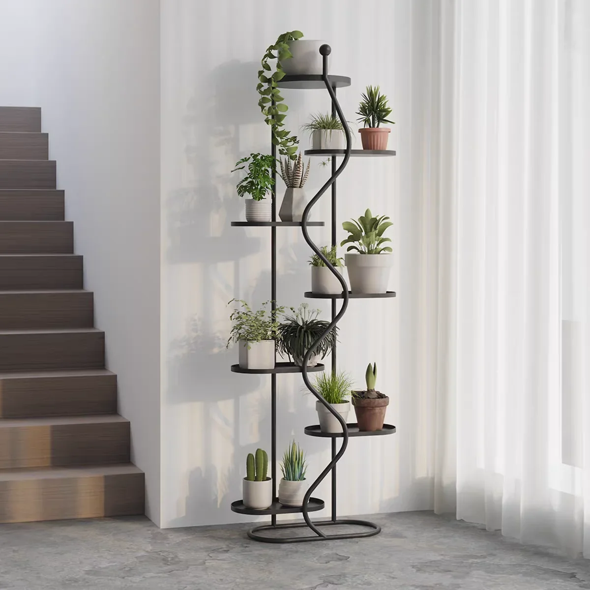 

Wrought iron flower stand, multi-layer floor-to-ceiling balcony rack, living room flower pot rack, indoor dill placement rack,