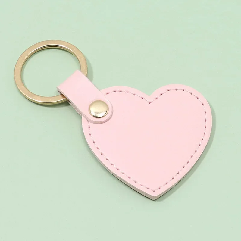 Ins Style Fashion Car Keychain Creative Heart-shaped PU Leather Bag Pendant Accessories Key Chains for Women