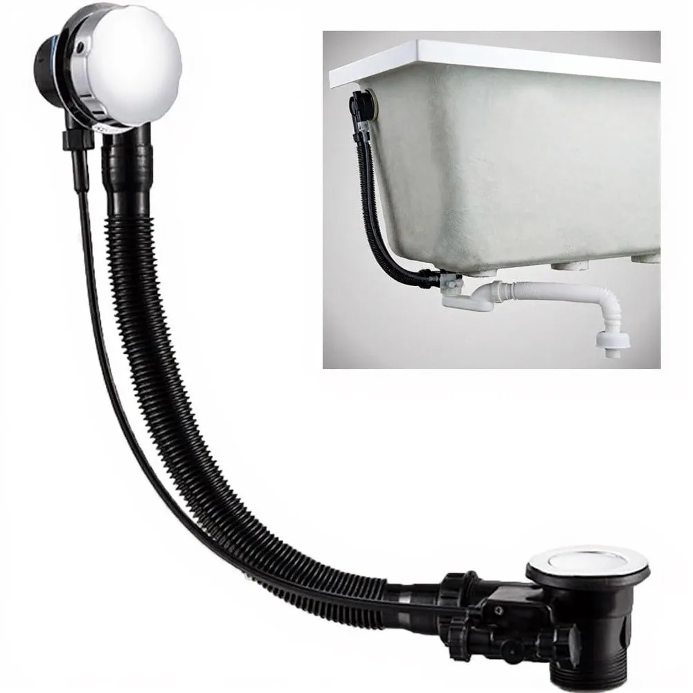 Brass Bath Waste Kit with Overflow Function and Integrated Drain Cover Designed for G1 1/2 Connection and 550mm Pipe Length