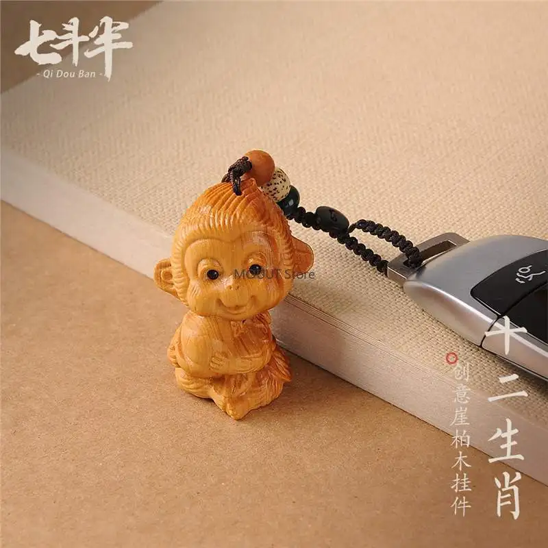 Thuja Wooden Animal Miniature Figurine The Twelve Chinese Zodiac Signs Carved Wood Tigers Dragon Model Ornament Birthday Gift