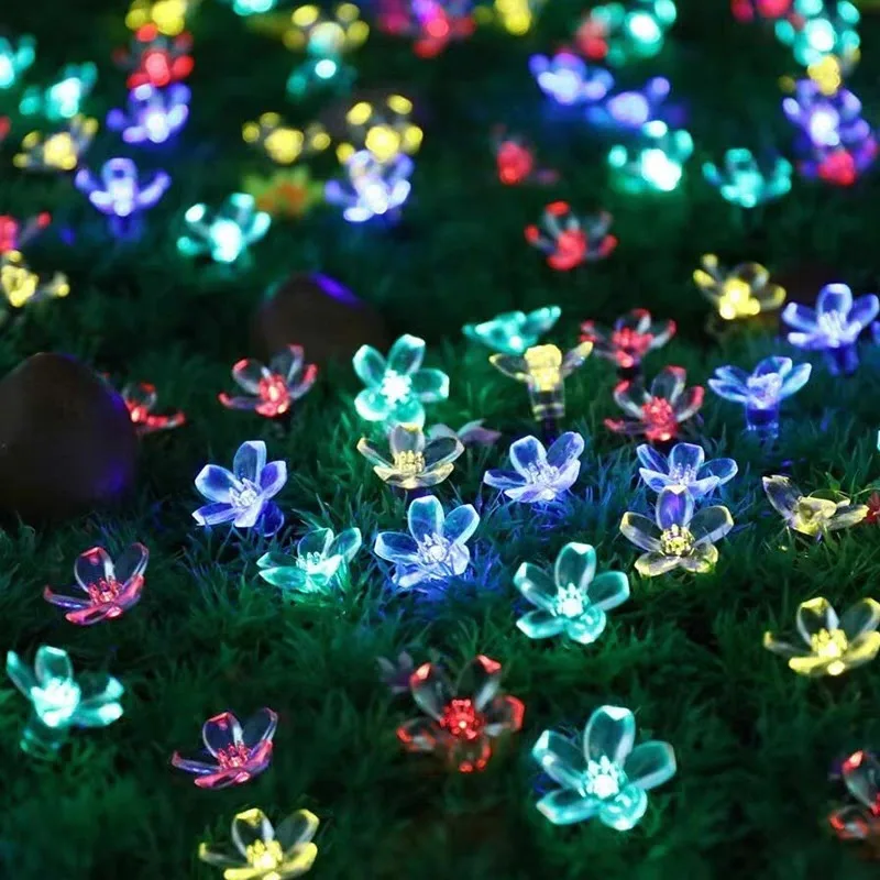 Guirnalda de luces LED con batería de flor de cerezo, cuerdas de iluminación florales de hadas, flores de cristal, lámparas impermeables para fiestas y Navidad