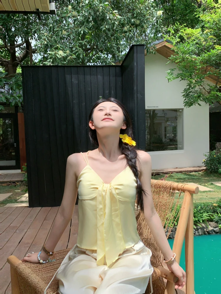 

Ele Slimming Satin Wide Leg Pants Set Casual Straight Cut Belted Top Bot Faionable plus Size Workwear Ensemble