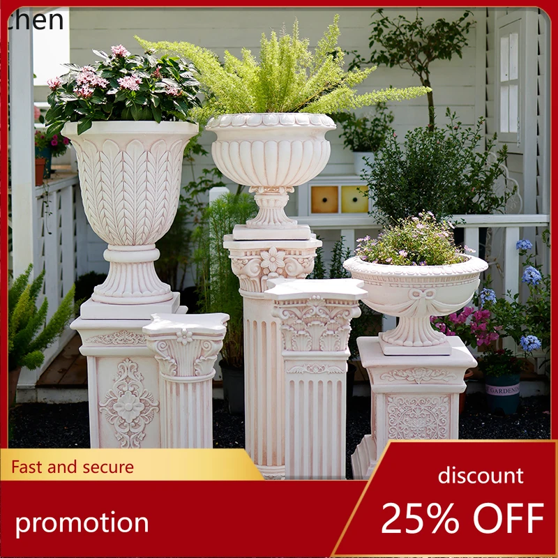 

CZ decorative ornaments garden courtyard wedding display stand gypsum outdoor flower pot flower stand base decoration