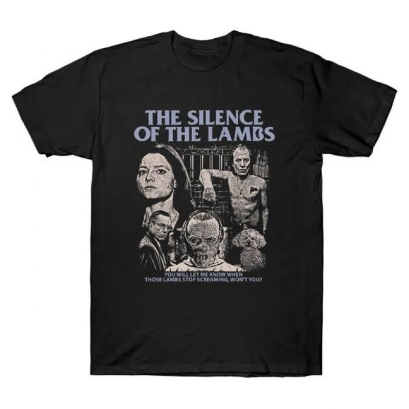 

0426 Silence of the lambs Horror movie Hannibal Gift t shirt Scary Cannibal Graphic Clothes 100% cotton All size Tee S-6XL