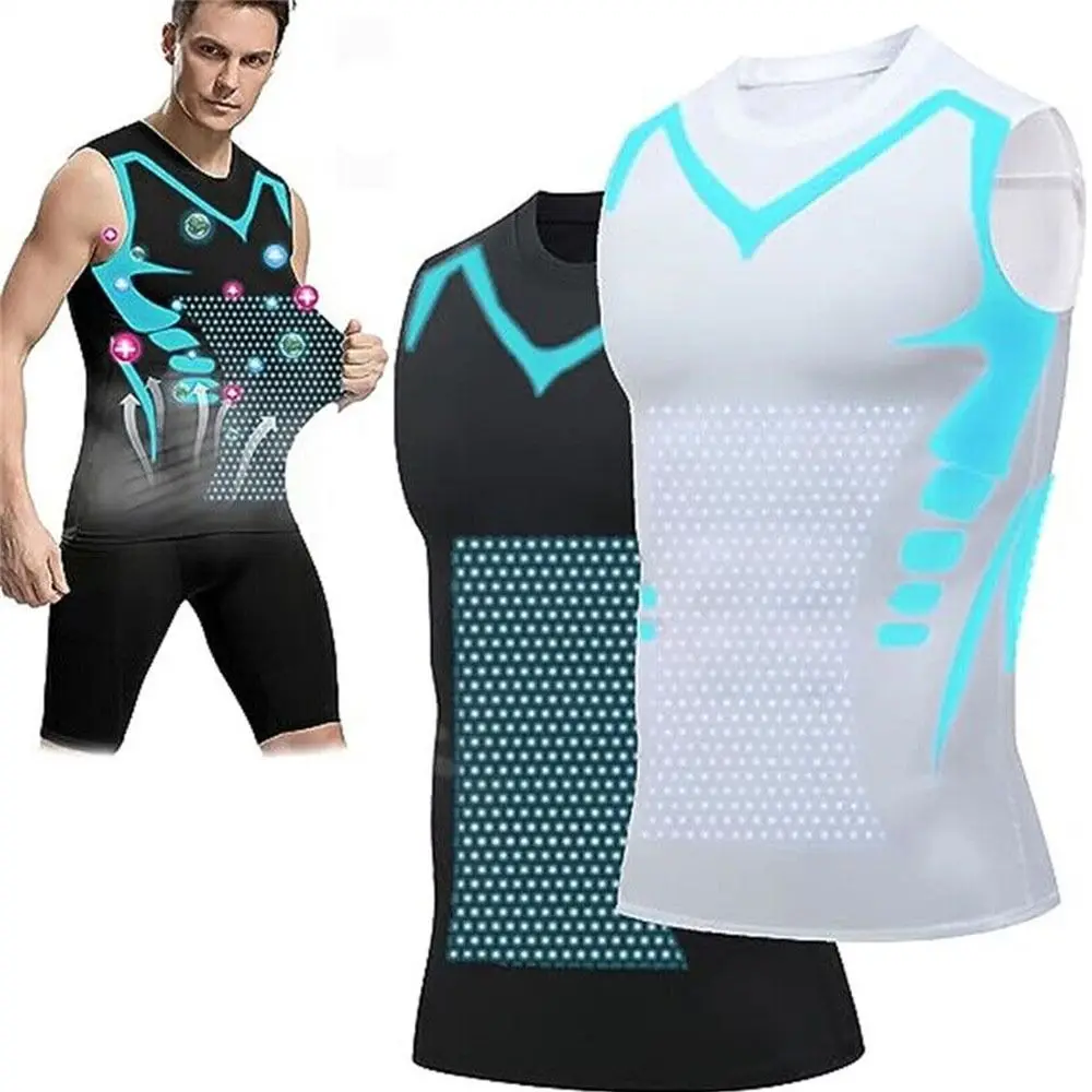 Ionic Shaping Vest Men\'s Sports Skin-tight Vests Fast Dry Breathable Slim Sleeveless Elastic Vest Fitness Top