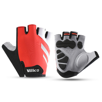 A0066V 1 Pair Size XL Cycling Fitness Fishing Gloves Shock Absorbing Anti Slip Half Finger Gloves - Red