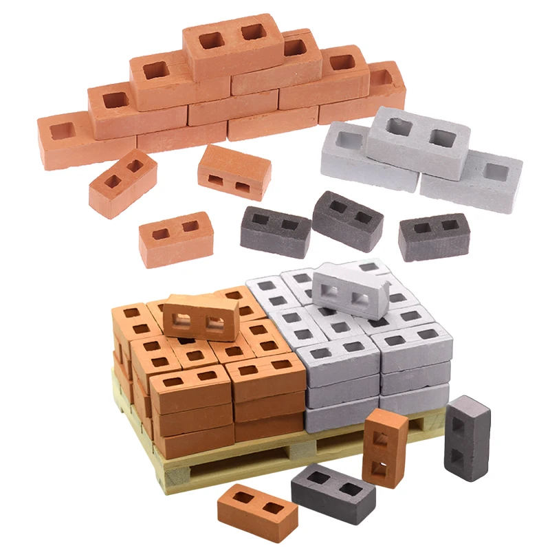 20/50Pcs Miniature Cinder Blocks Model 1/12 Dollhouse Micro Landscape Mini Concrete Bricks Toy Micro Scene Construction Props