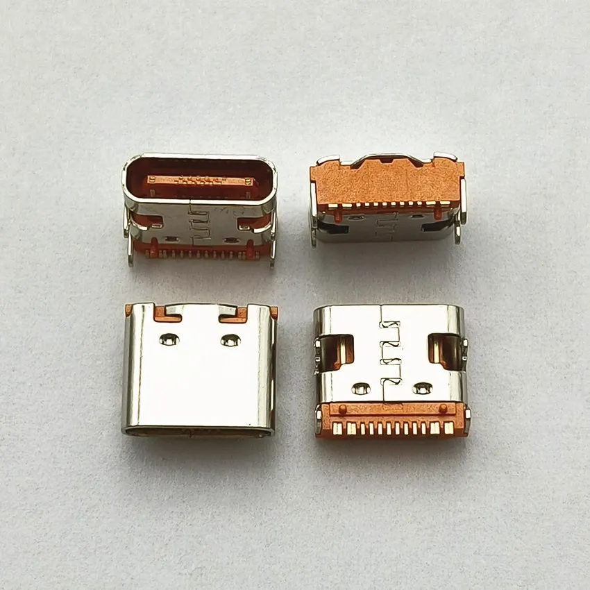 10-100szt Typ C 16Pins SMT Socket Connector USB 3.1 Type-C Female Placement DIP for PCB Design DIY Orange High Current Charging