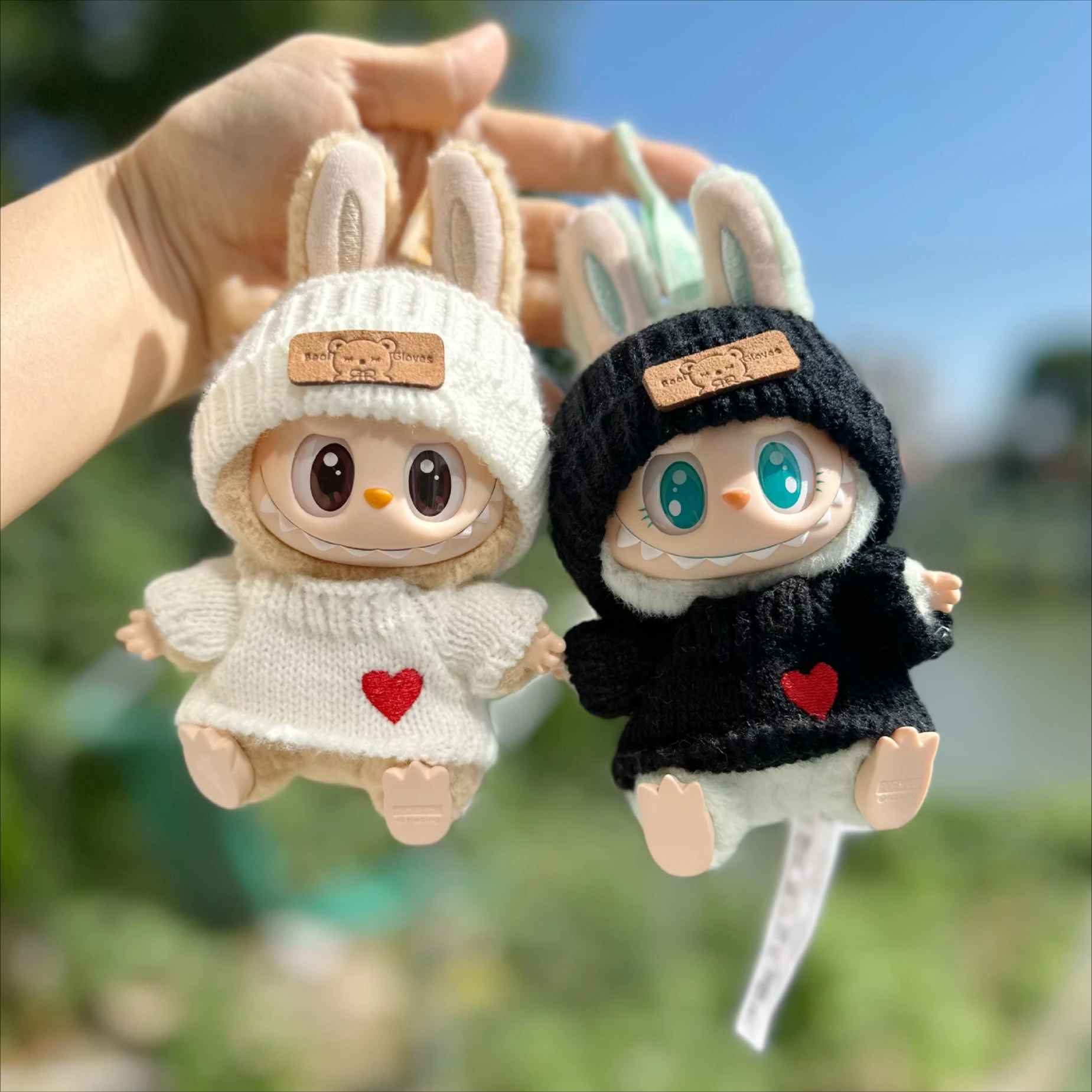 Mini Plush Doll Clothes Accessories Labubu Idol Doll'S Cute Woolen Hat Sweater Outfit Kids DIY Clothes for Dolls 17cm