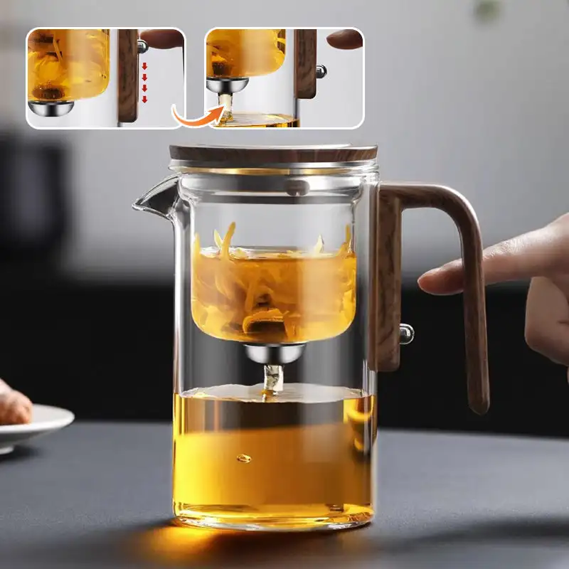 Water Separation Glass Teapot With Wooden Handle Witchcraft Teapot Magical Teapot Glass Teapot Rubber Stopper And Strainer