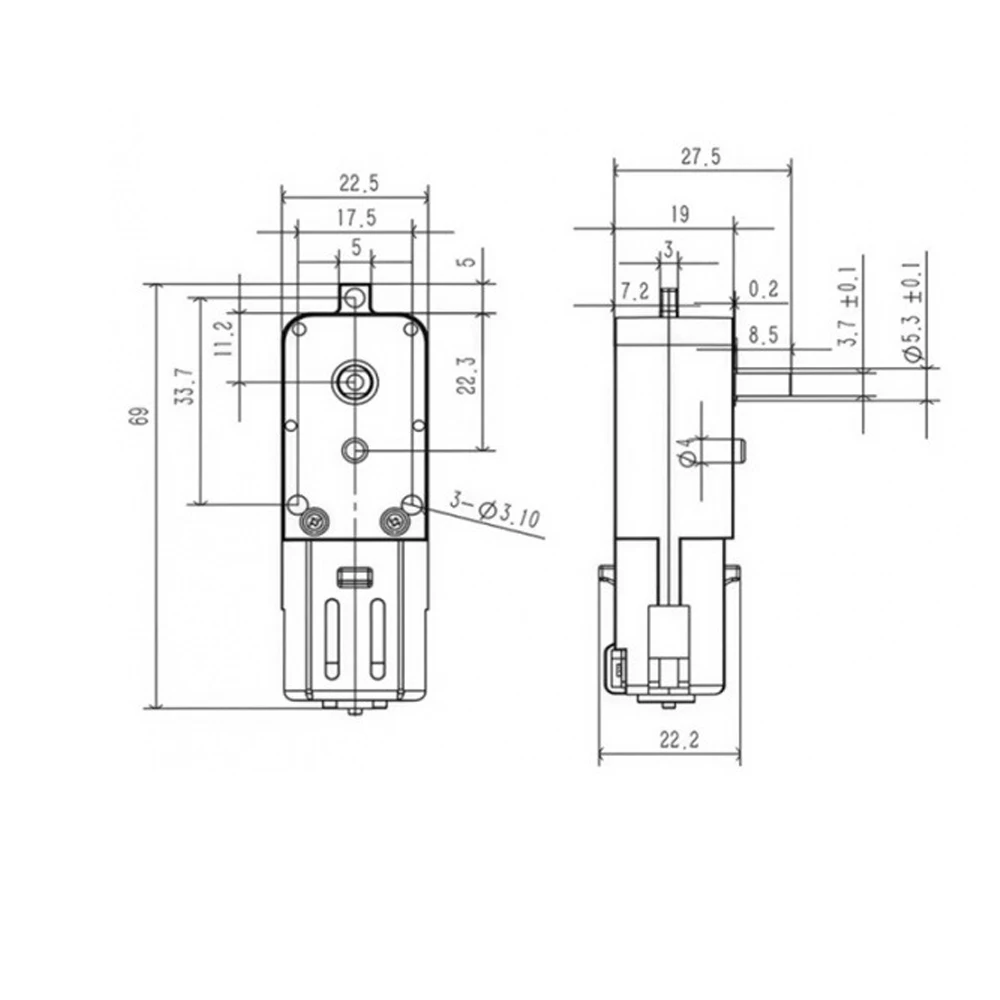 Hall Encoder TT Motor AB Phase Smart Car DC Gear Motor 1:48 Reduction Ratio Plastic Shaft 300RPM 1.5kg.cm Torque 200mA 6V Motor