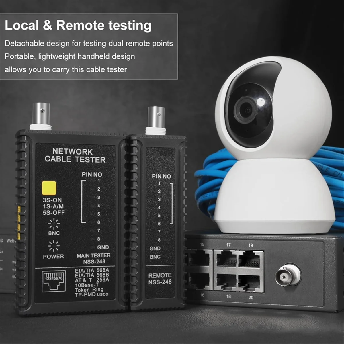 Coax Continuity Tester, Network Cable Tester for Data & Coax Cables