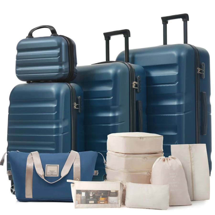 

Hardshell ABS Luggage Set for Travel Business - Black, Lightweight Durable with Dual Spinner Wheels, Carry-On Check-In Sizes