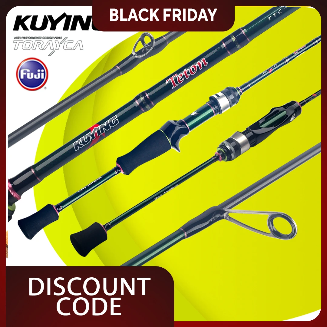 

KUYING TETON Baitcast Fishing Rod 5'10" Fast Action Carbon FUJI Guides | 1-8lb Line, 1/8-1/4oz Lure Weight | River Trout/Panfish