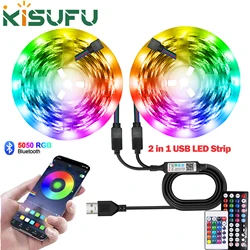 2IN1 USB LED Strip Lights RGB 5050 Bluetooth Remote Control Kit Flexible Ribbon LED Diode Tape Self-adhesive for TV Backlight