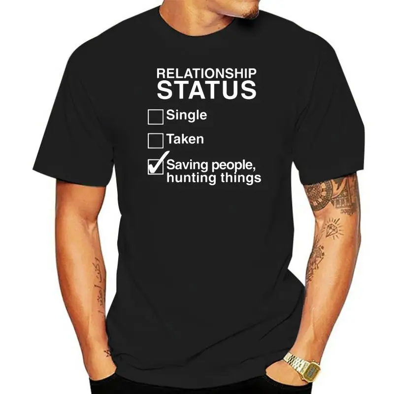 RELATIONSHIP STATUS MENS T SHIRT CROWLEY HELL DEMON ENOCHIAN HUNTERS ANGEL GIFT