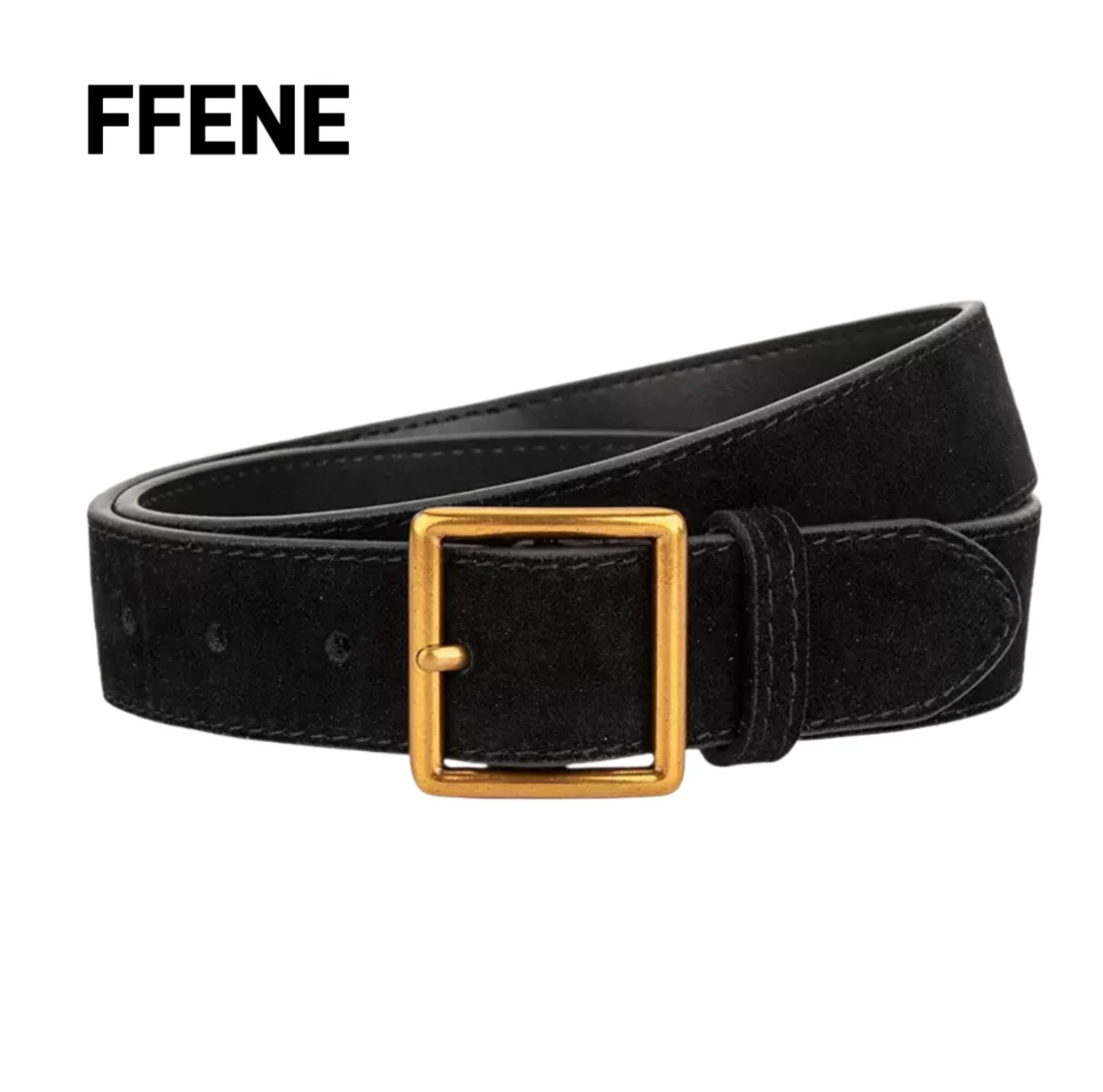 

Luxury Korean style simple matte leather belt for women, high-end retro, versatile jeans with square buckle, velvet belt