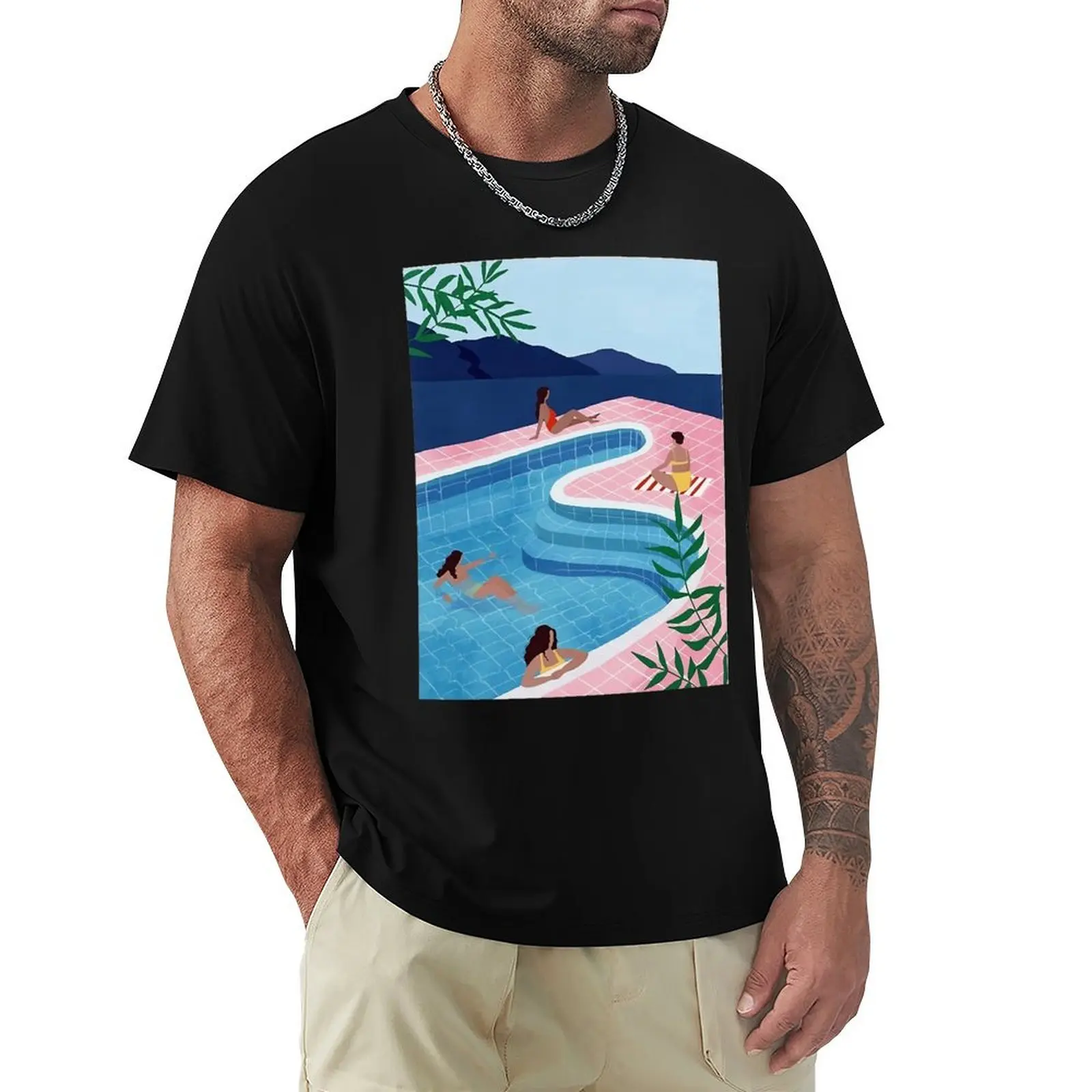 Pool Ladies Poster T-Shirt Plus Size Non-Shrink T-Shirt