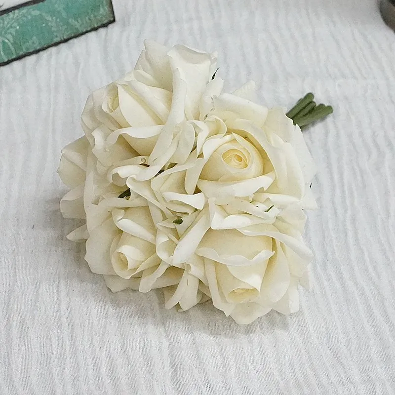 Moisturizing 5Head Rose Flower Bouquet Latex Real Touch Artificial Flowers Wedding Bridal Bouquet Birthday Party Home Decor Rose
