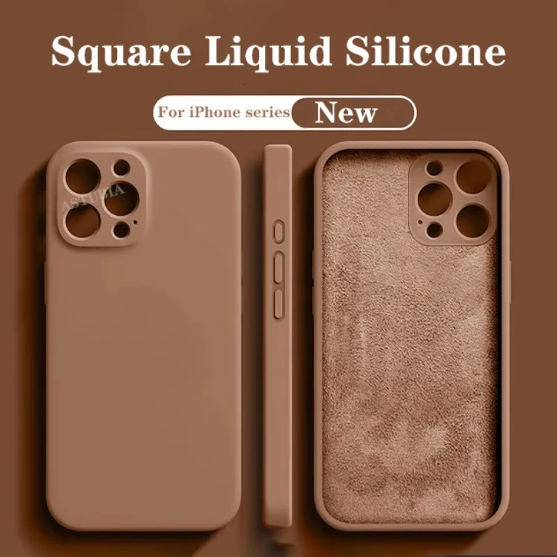 Capa tpu macia de silicone líquido para iphone 16 15 14 13 12 11 pro max plus compatível armadura capa de proteção de câmera de microfibra