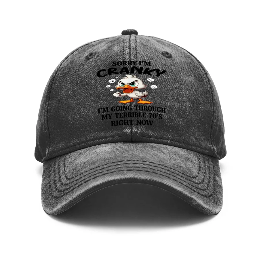 1 Vintage Washed Unisex Baseball Cap, Angry Cartoon Duck Pattern, Adjustable, Suitable for Outdoor Activities and Casual Wear, Gift for Men and Women, Spring, Summer, Autumn, Winter
