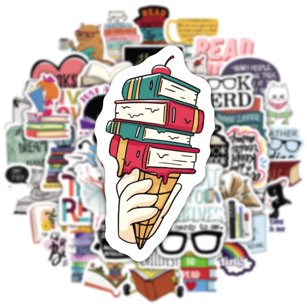 10/30/50PCS Book Reading Stickers For Notebook Diary Motorcycle Skateboard Computer Decal Cartoon Luggage Graffiti Sticker