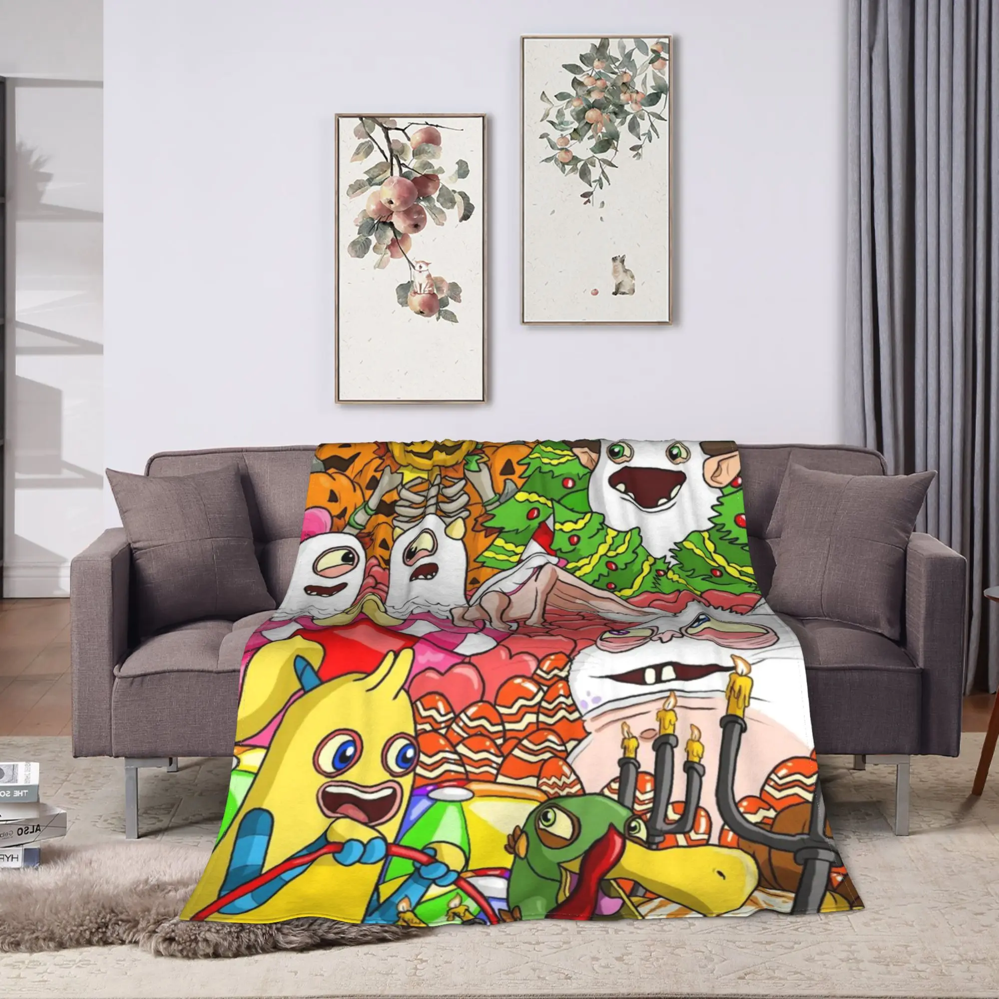 My Singing Monsters  Blanket Quality Warm Soft  Throw Blanket Winter Airplane Travel Bedroom Comfortable Bedspread