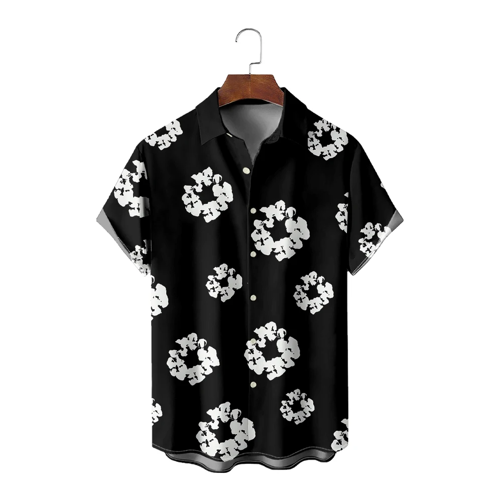 

Casual Men's Shirt Outdoor Fashion Button Short Sleeve Top Floral Print Hawaii Beachwear OverSize Men's Clothing