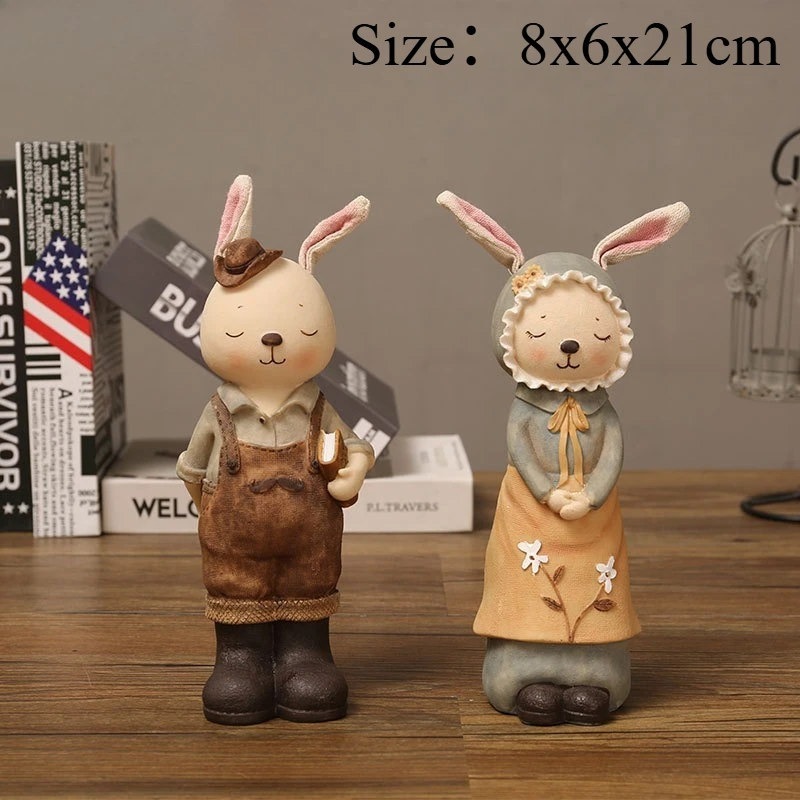 Valentine's Day Cute Resin Rabbit Piggy Bank Ornament Cartoon Figurines Birthday Gift Living Room Wine Cabinet Decor Accessory