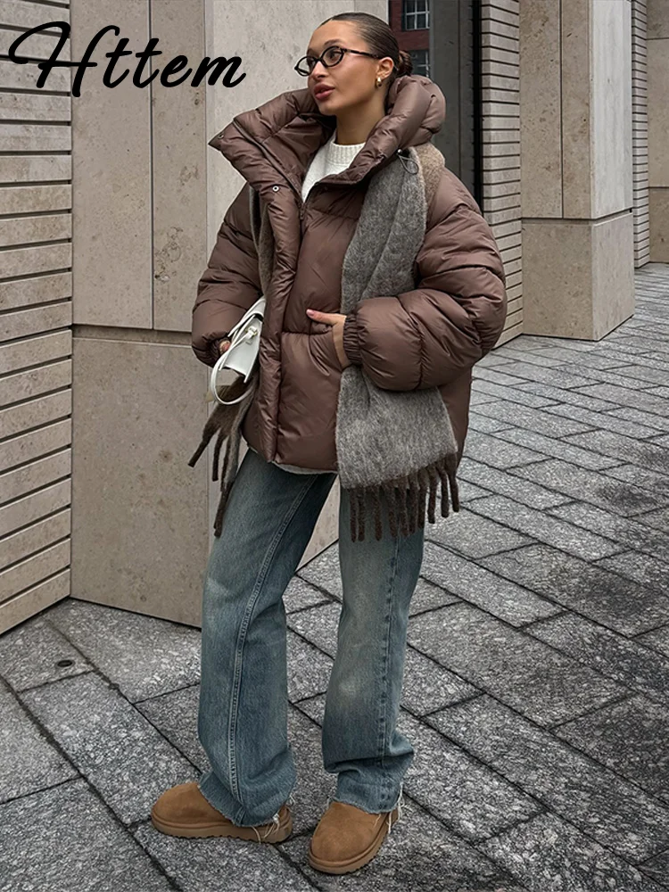 

Casual Hoody Cotton Women Coat Elegant Solid Long Sleeve Zippers Stand Collar Female Outwear 2025 Winter Chic Lady Jacket New