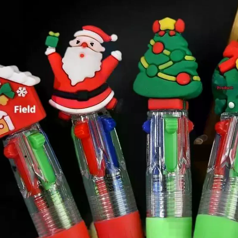 

5-30Pcs Mixed Christmas 4-in-1 Color Ballpoint Pen Cartoon Santa Claus Snowman Writing Pen Student Stationery Kids New Year Gift