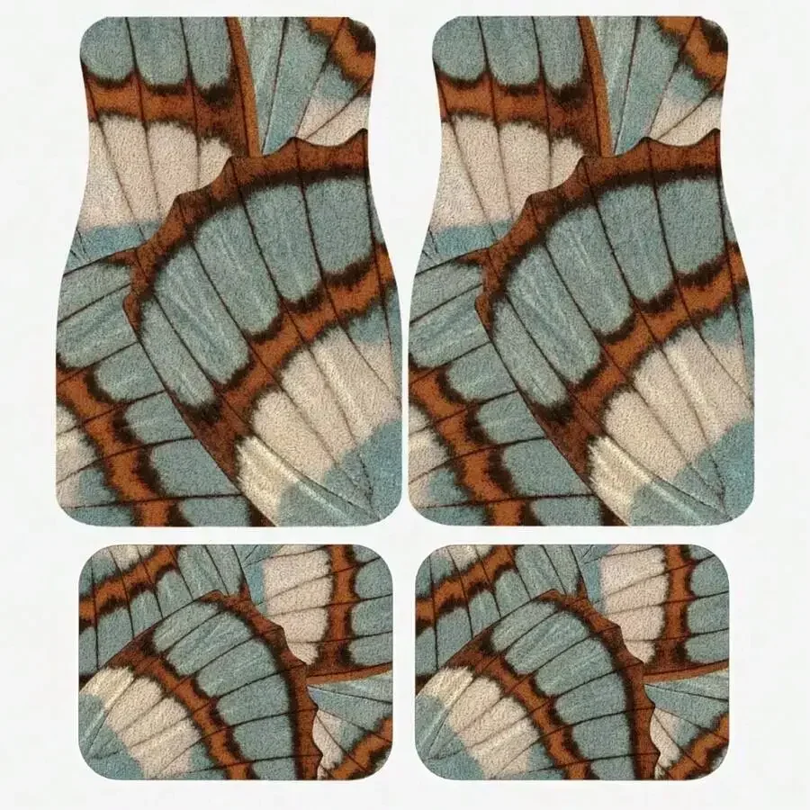 Butterfly Wing Pattern 4-Piece Car Floor Mats For SUV Sedan Protective Interior Mat