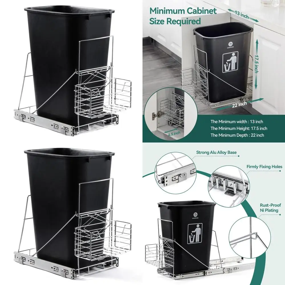 

Adjustable Pull-Out Trash Bin for Kitchen Cabinets, Fits 7-11 Gallon Bins (Bin Not Included)