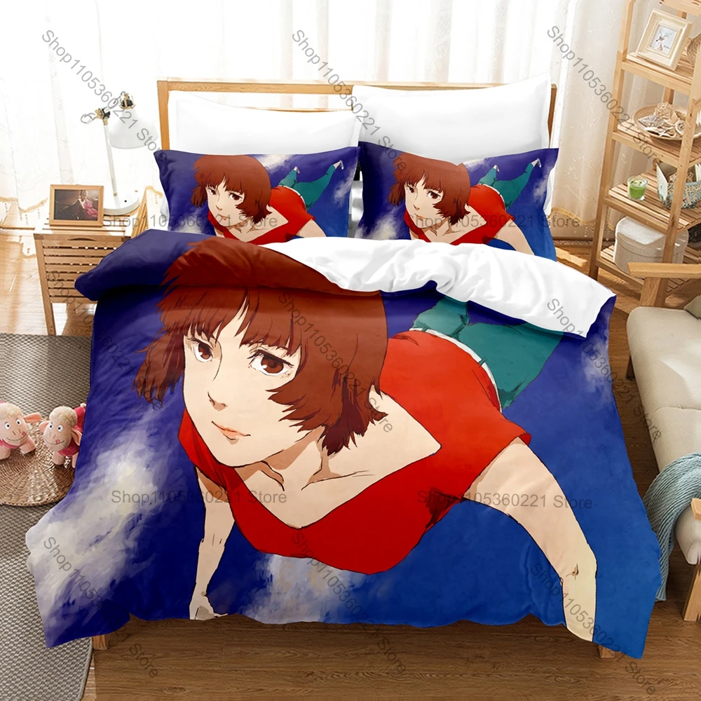 Cool Paprika Red Hair Dream Circus Trippy Horror Anime Print Duvet Cover + 2 Pillowcases Neon Dark Microfiber Bedroom Decor