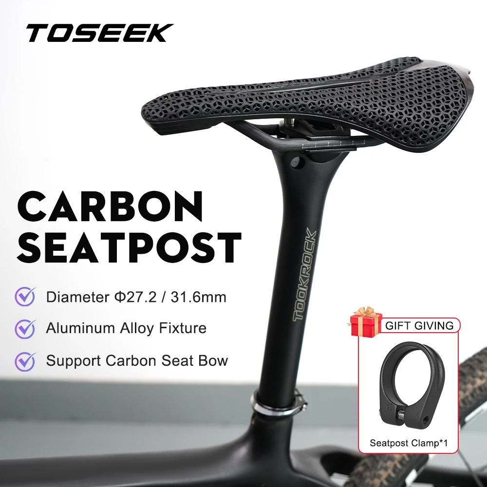 TOSEEK Carbon Sattelstütze 27,2 31,6mm Länge 400mm Mattschwarz MTB Rennrad Sattelstütze Sitzrohr Fahrrad Teile MTB Carbon Kanu