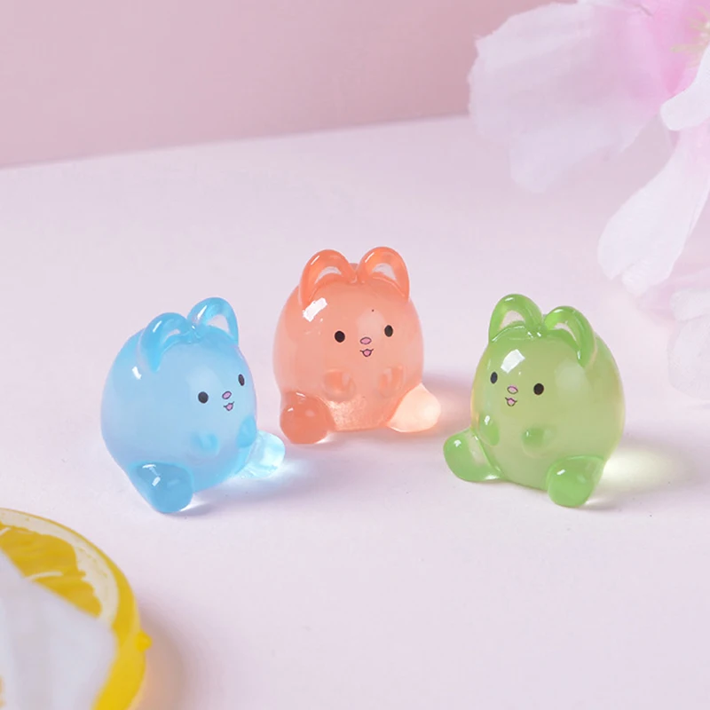 10Pcs Noctilucent Rabbits Resin Figurki Home Decor Multicolor Luminous Animals Microlandscape Dollhouse Fairy Garden Ornaments