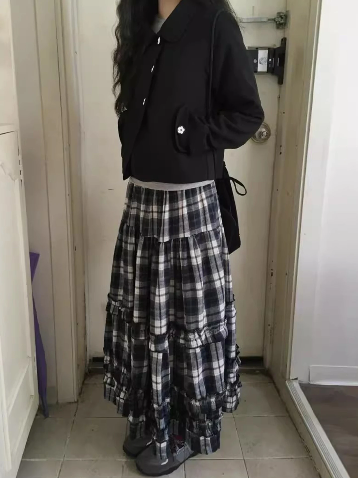 

Classic Retro Polka Dot f Skirt Women's High Waist Slimming Cake Long Skirt Korean Sle Commute High Waist A-Line Skirt