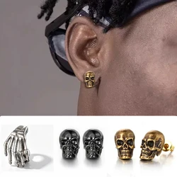 Punk Hip-hop Skull Stud Earrings for Men Women Creative Skeleton Ear Accessories Halloween Party Gifts Wholesale Jewelry OHE189
